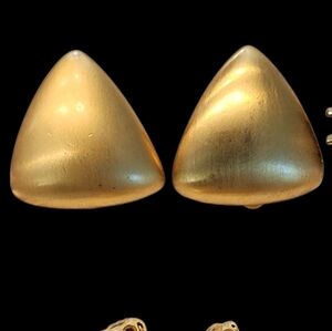 Vintage Anne Klein Clip On Earrings Matte Gold Earrings stamped AK